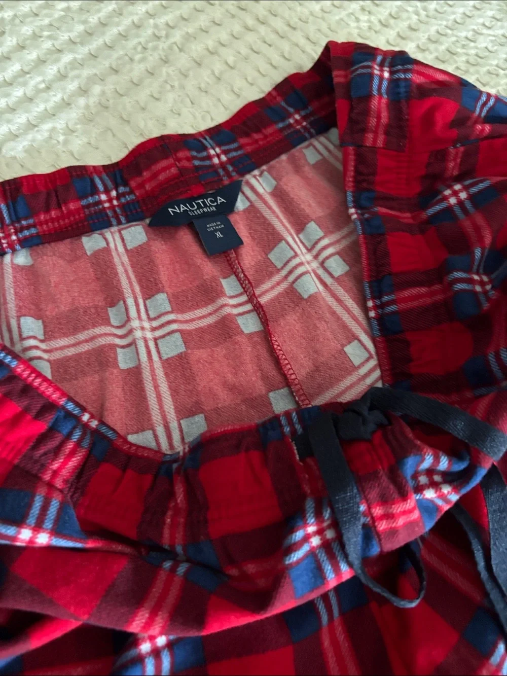Nautica Red and Navy Soft Flannel Plaid Pajama Bottoms Mens XL